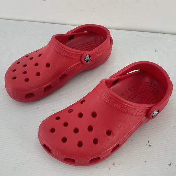 Red Synthetic Casual Shoes Crocs Women's Clogs Size 9 Preowned - Picture 2 of 6